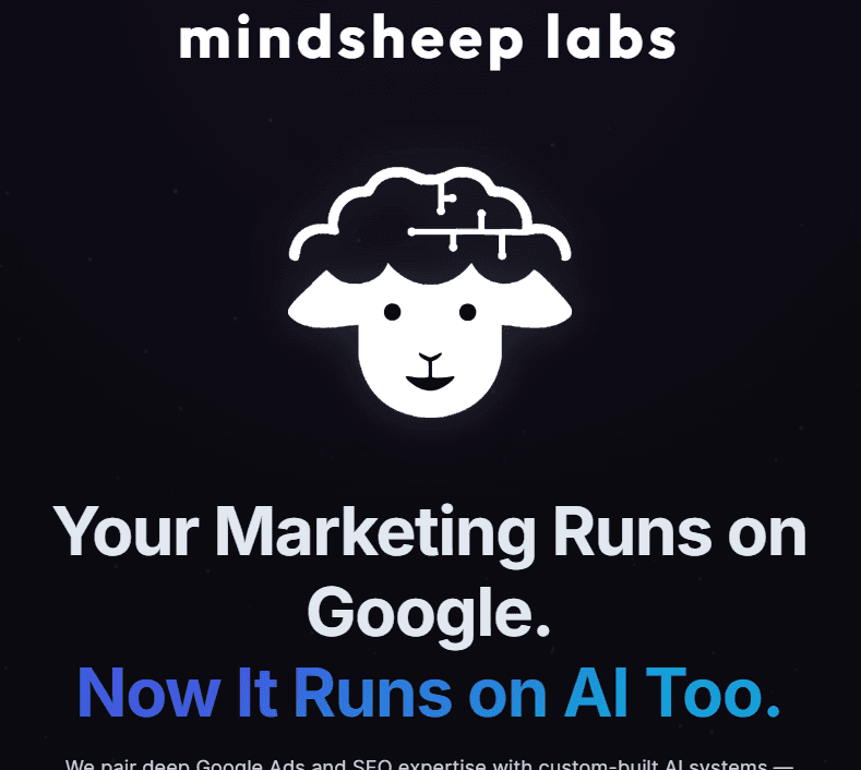 Mindsheep Labs website — the technology and AI arm of Mindsheep